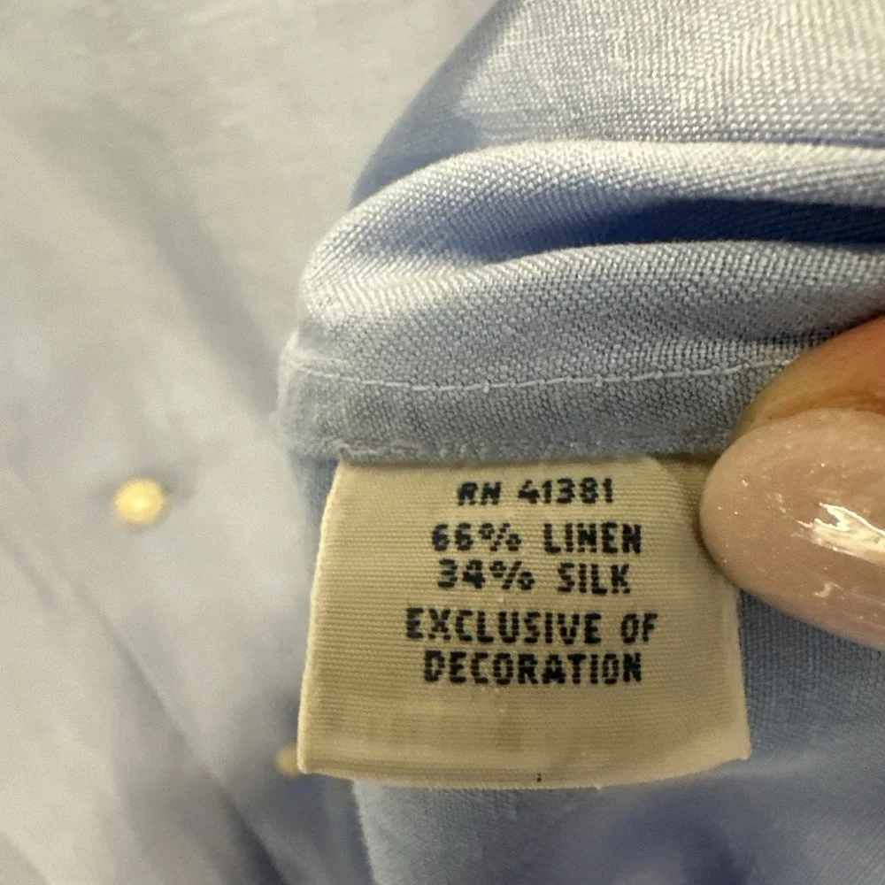 Polo Ralph Lauren Linen Silk Camp Shirt Loop Collar Big & Tall 3XLT Blue *read